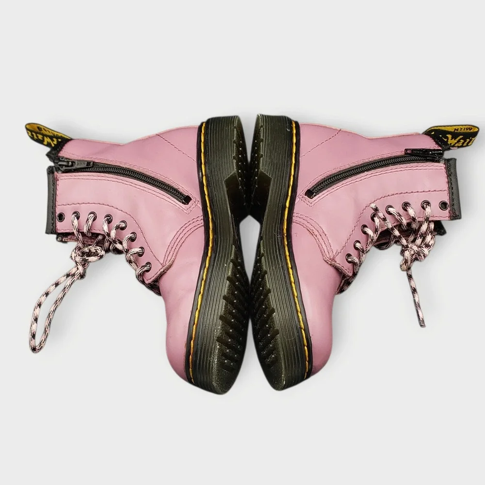 Dr Martens Junior 1460 Toddler Girls Sz 10 Lace Up Combat Boots Pink Black - Picture 10 of 11